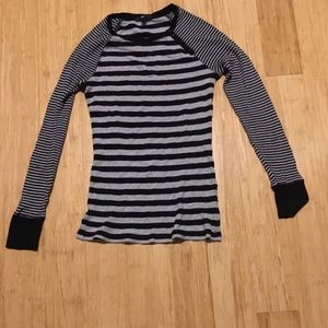 Gap Black and Gray Stripe Thermal W/Buttons, XS